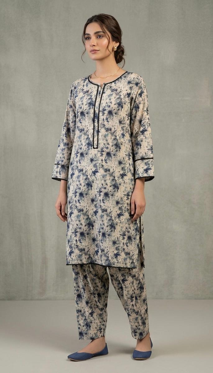2 Piece Printed Lawn 10063