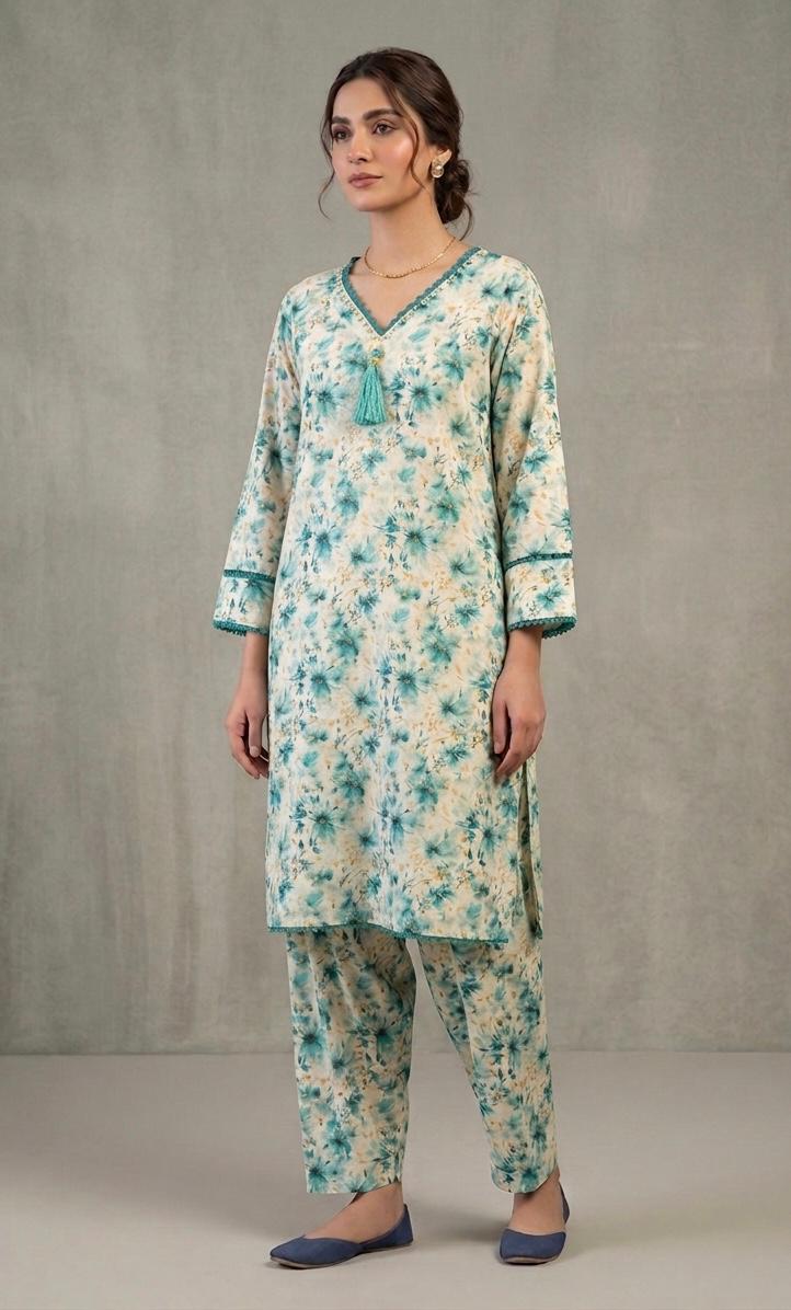 2 Piece Printed Lawn 10064