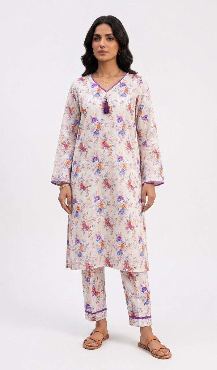 2 Piece Printed Lawn 10067